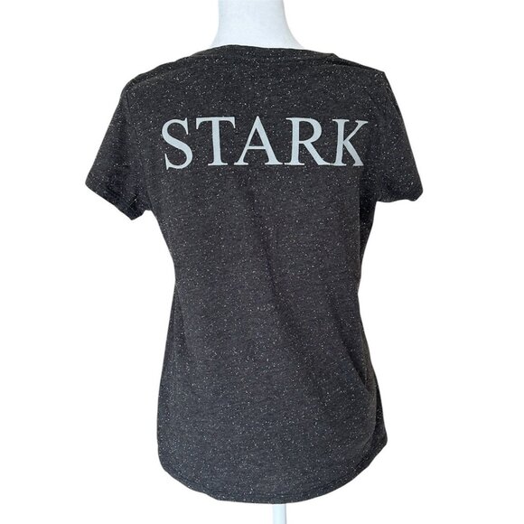 Game Of Thrones STARK HBO Womens T Shirt 2 Sided Gray Flecked Cap Sleeves Sz MED - Picture 2 of 7